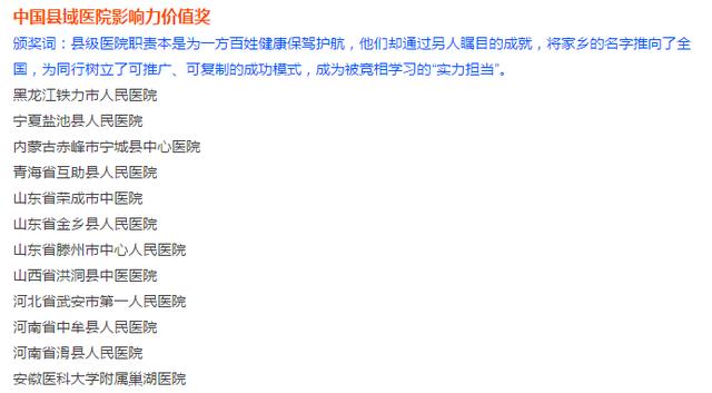 學科共建 榜樣領航：我院榮獲“中國縣域醫(yī)院學科能力建設獎”